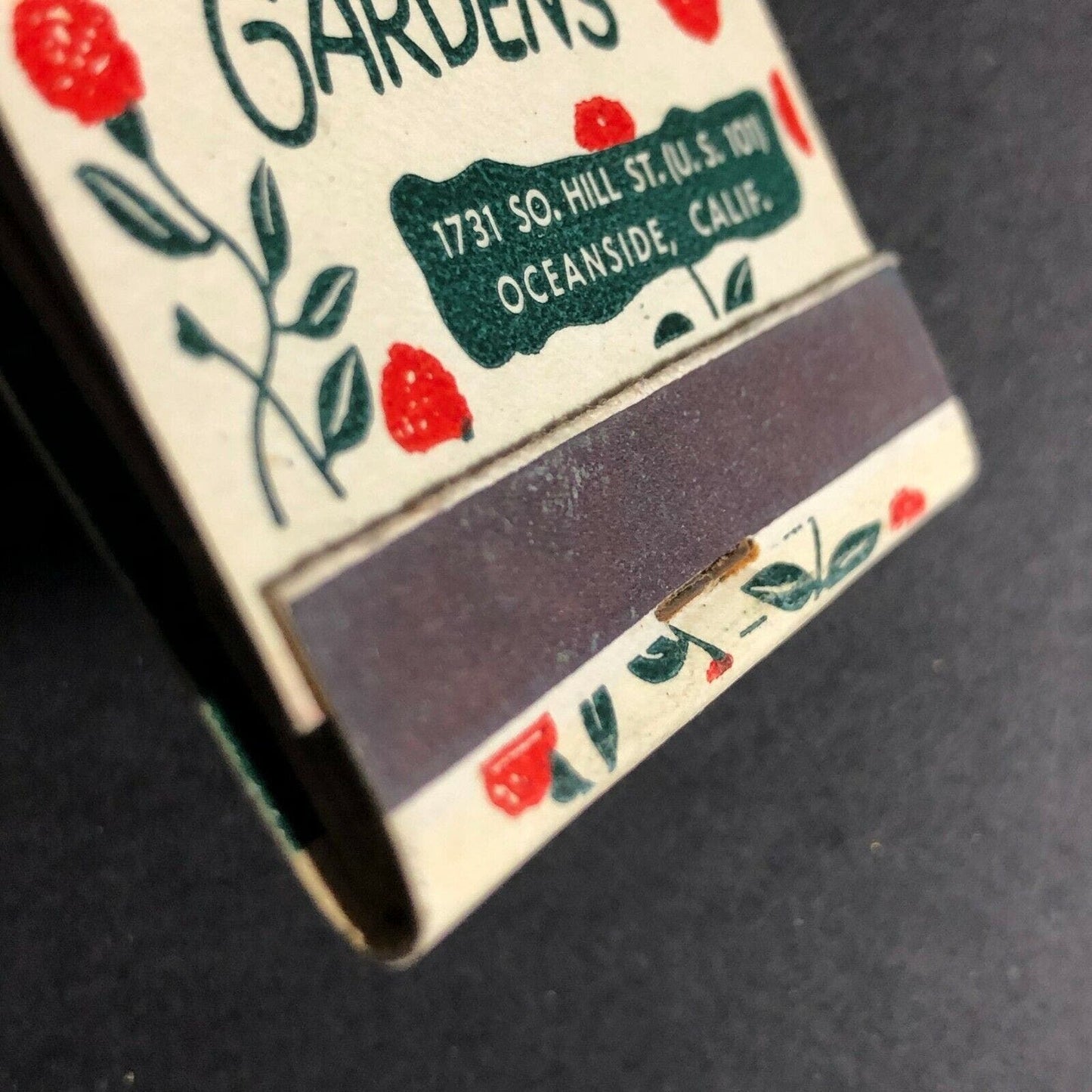 Scarce c1950's-60's Full FEATURE Matchbook Acapulco Gardens Oceanside Calif