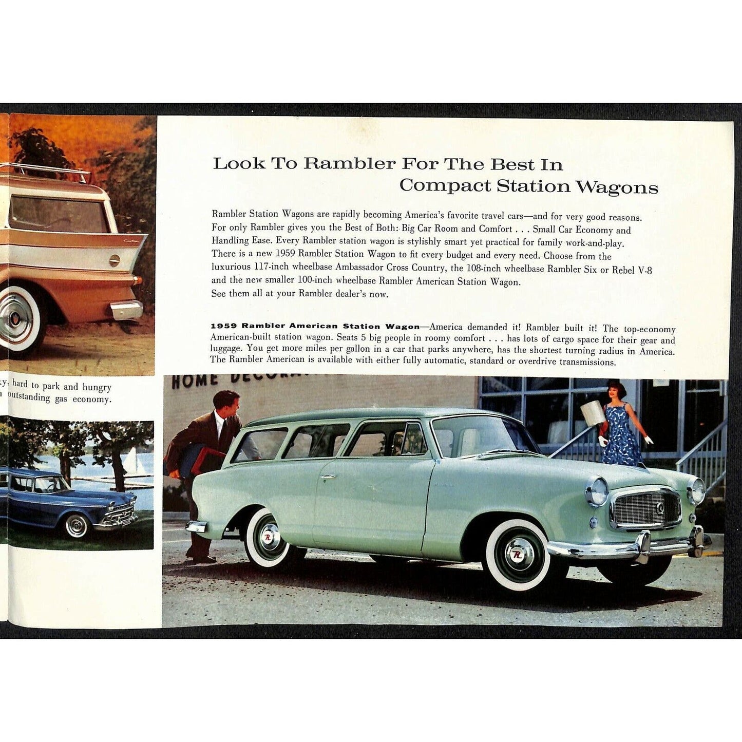 1959 Rambler Station Wagons Single Sheet Fold-Out Brochure w/ 6 Panels