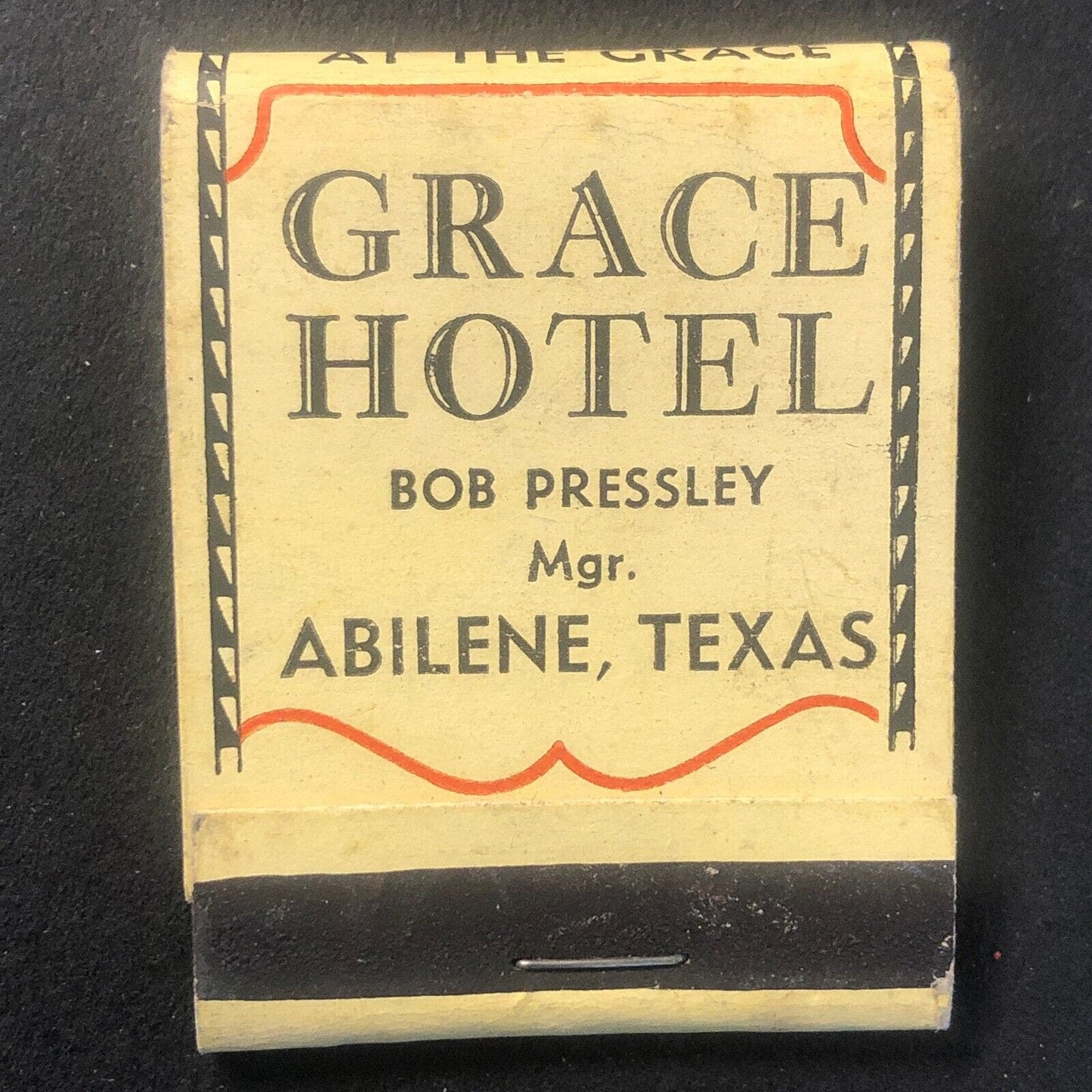 Grace Hotel Abilene, TX (1909-86) w/ Bell Hop Full Matchbook c1940's Scarce