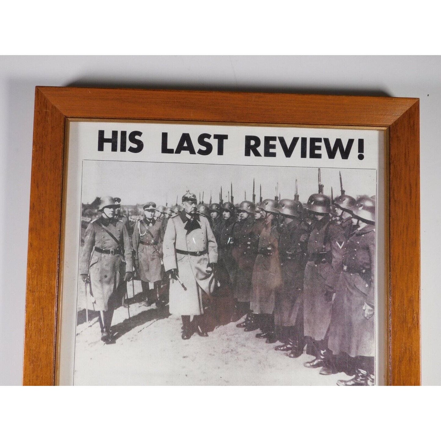 Military Framed Newspaper Insert Berlin's Paul Von Hindenburg's 1932 Last Review