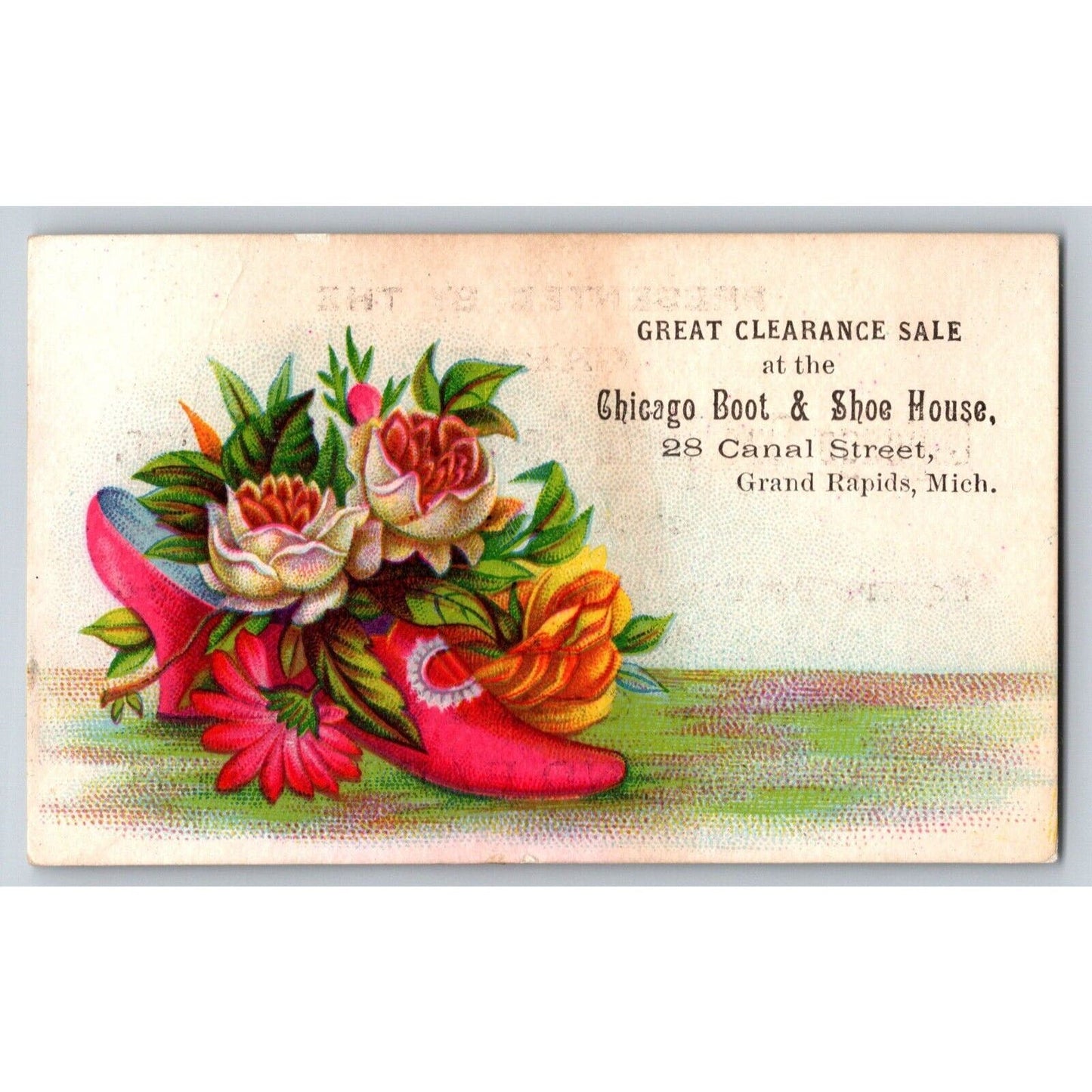 Grand Rapids Victorian Trade Card Chicago Boot & Shoe House Canal Street