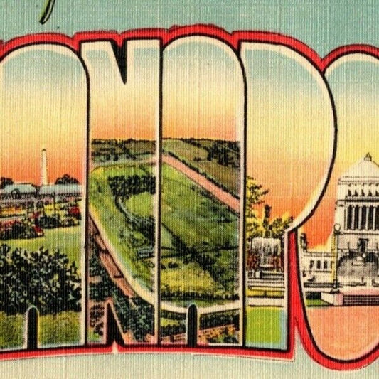 Indy 500 Linen Postcard 1950 "Greetings From Indianapolis" Unposted VGC