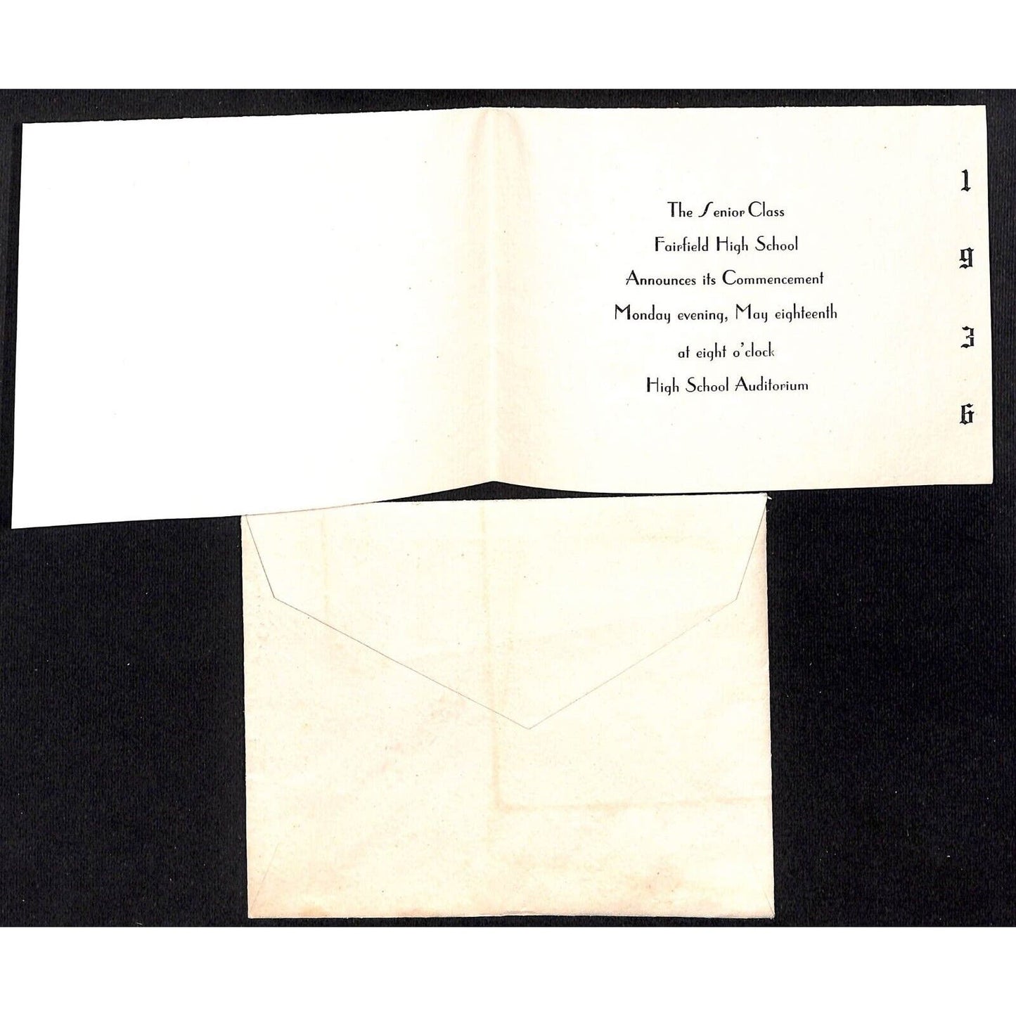 Fairfield High School 1936 Commencement Invitation "Edith May Fultz"- Raphine VA