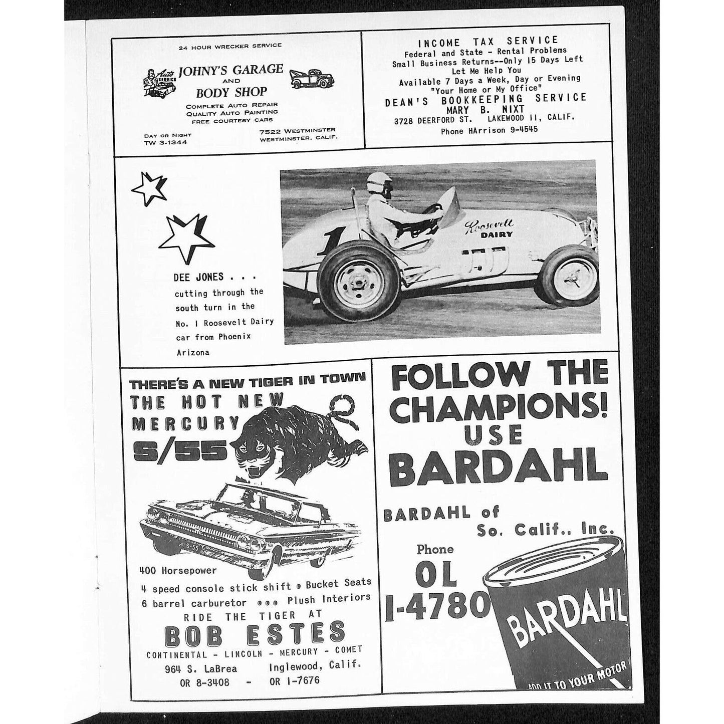 Scarce April 28 1962 CRA Sprint Car Auto Racing Program Ascot Park Gardena 12pp.