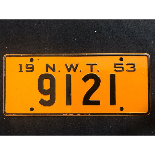 1953-54 Gen Mills Wheaties Tin Mini Bicycle License Plate North West Territories