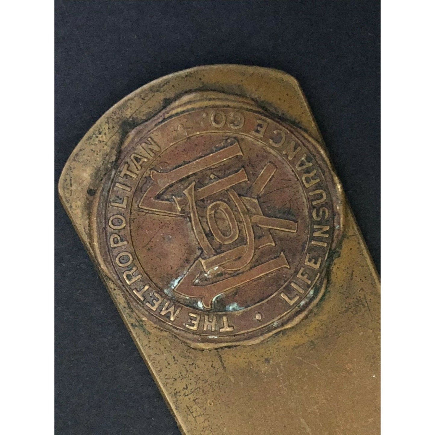 c1920' 8 1/2" Metropolitan Life Insurance Metal Brass Advertising Letter Opener
