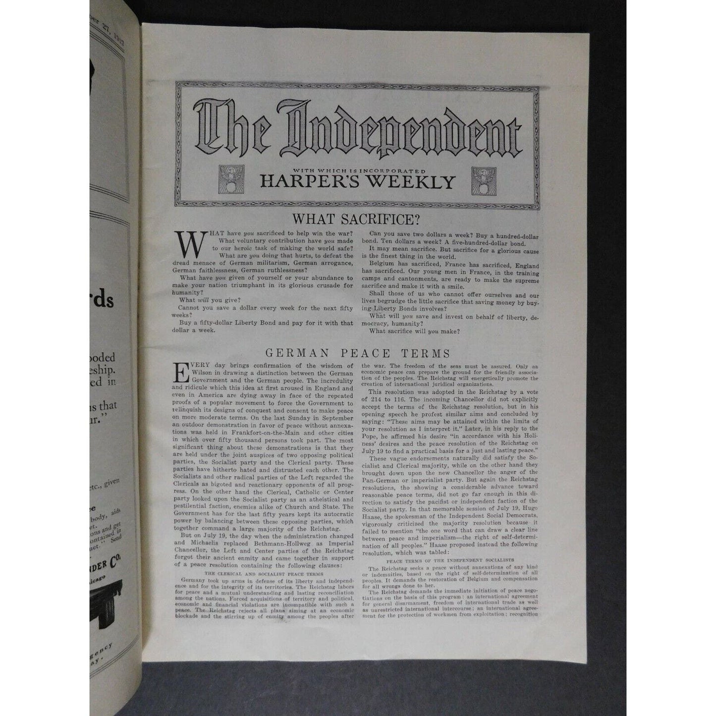 "The Independent Weekly" The Challenge of the Submarine Oct 27 1917 - 36 pgs.