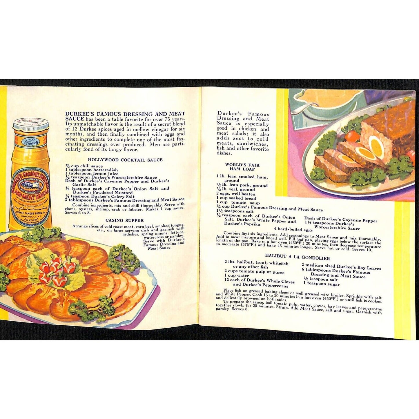 Durkee Famous Food Recipes Color Booklet 1934 Chicago World's Fair VGC