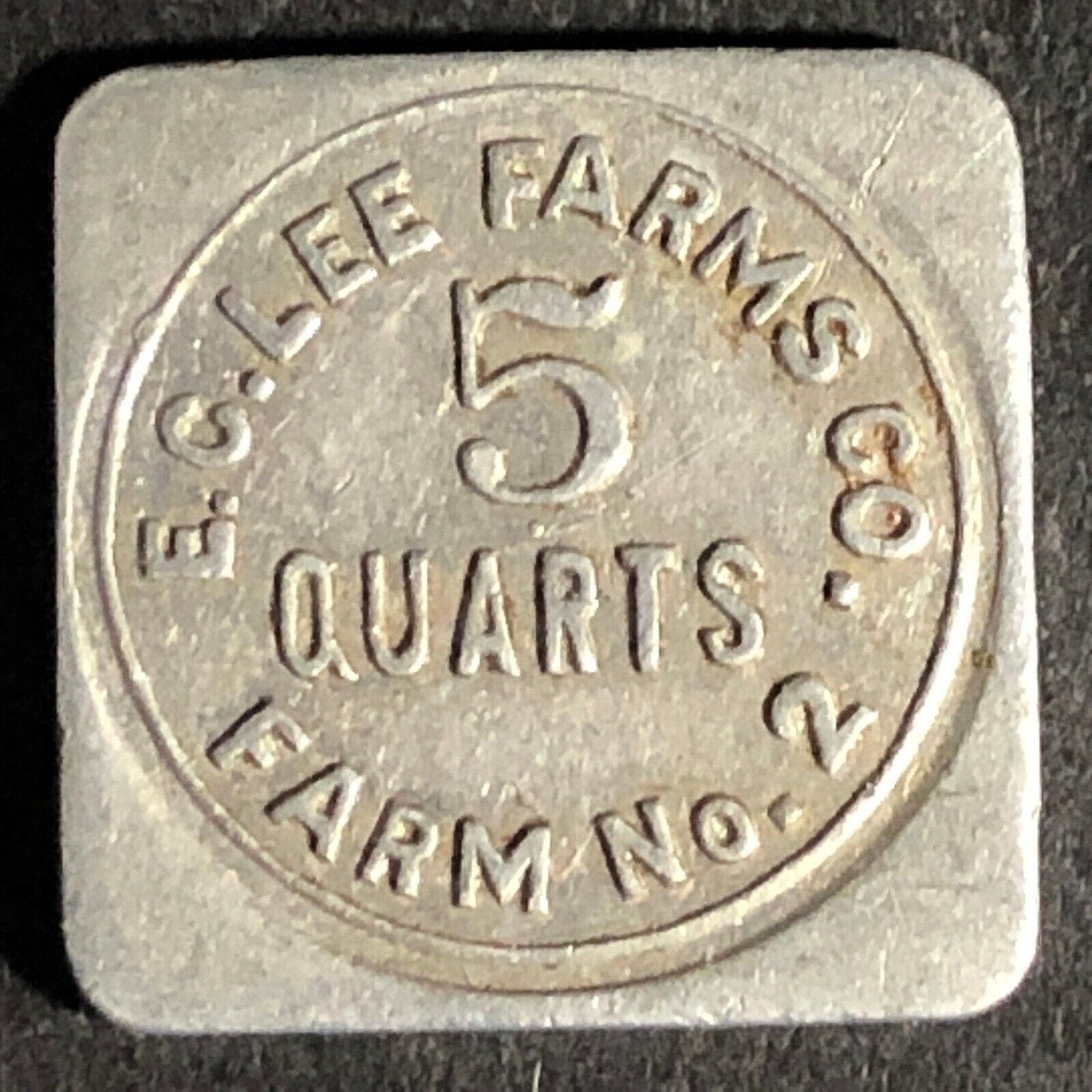 E.C. Farms Co. Farm (Evergreen, AL) No. 2 - 5 Quarts Square Alum Token 16.7mm