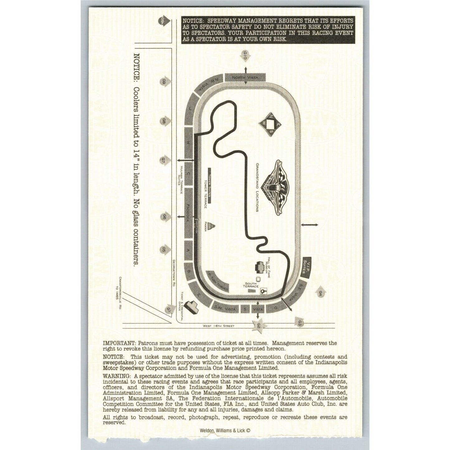 2001 Indianapolis Formula One Grand Prix Racing Ticket Stub 9/30 VGC - Seat 1