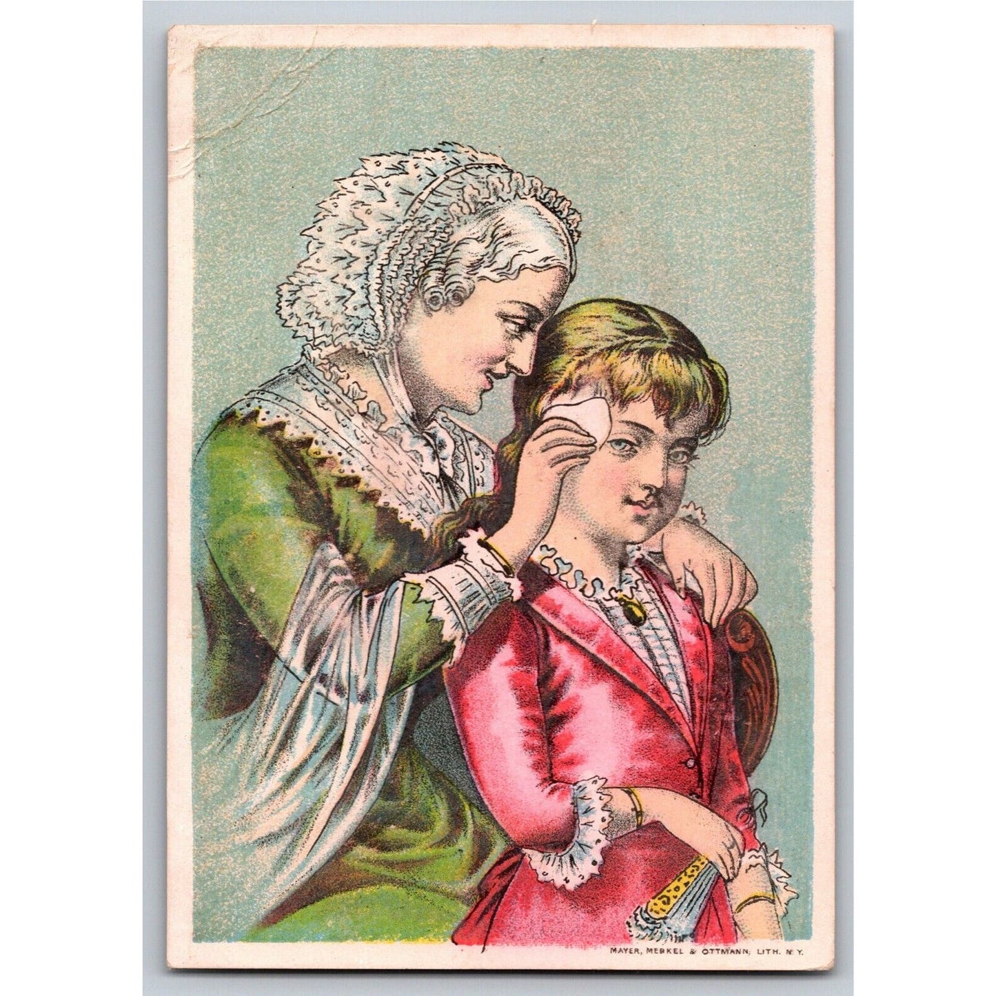 Dr. Isaac Thompson's Eye Water Victorian Trade Card Mom w/ Daughter Dabs Product