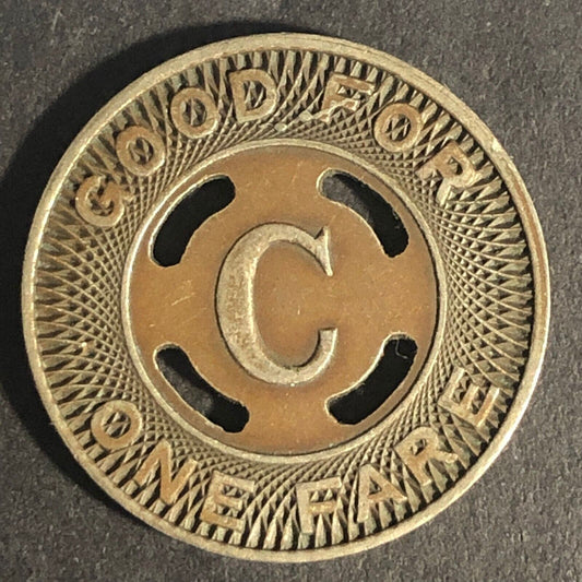 Canton City Lines Inc. "C" G/F One Fare Brass Transit Token -- 22.7mm