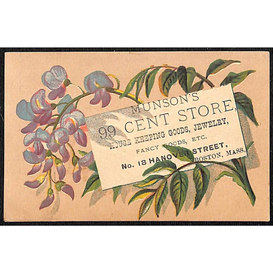 Hanover St. Boston Victorian Trade Card Munson's 99 Cent Store East Lake Rocker