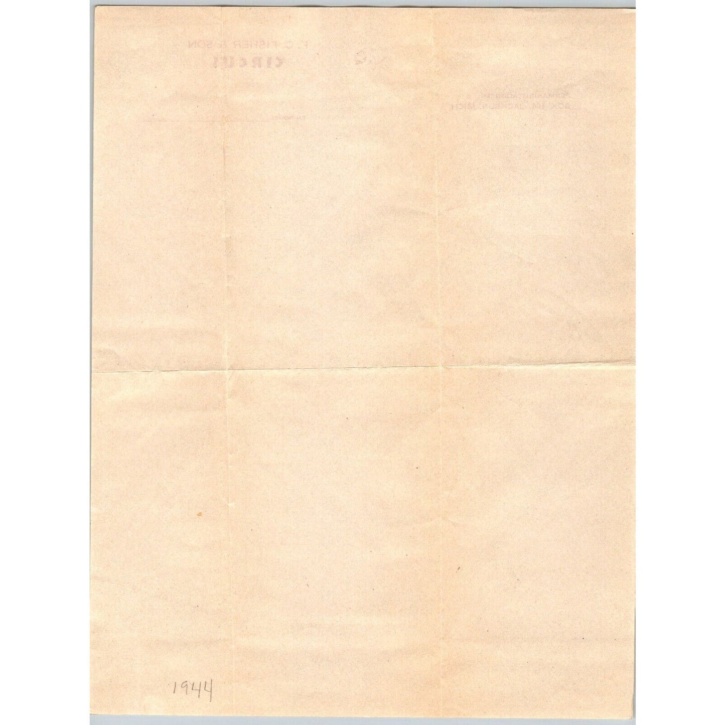 F.C. Fisher & Son Circus Letterhead c1944 Jackson, MI Clown Scarce
