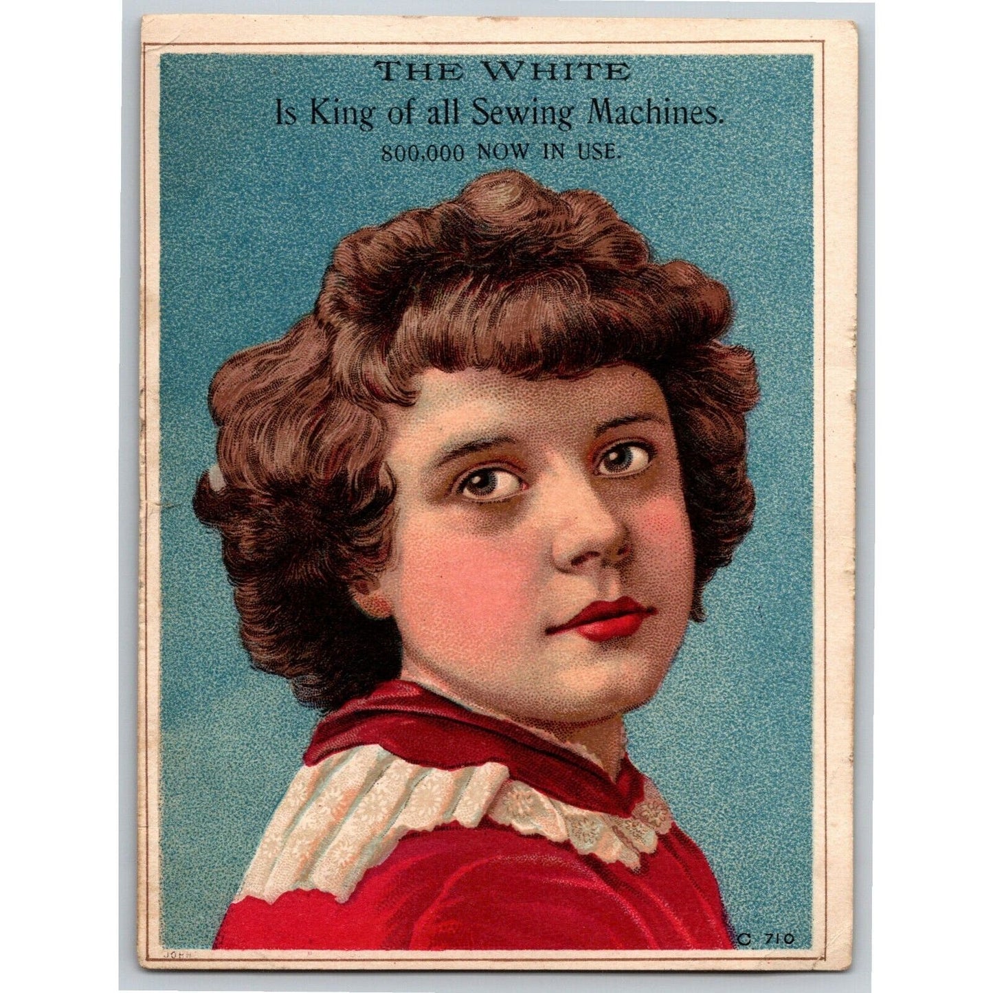 Victorian Trade Card The White Sewing Machine - M. C. Perkins No. Abington, MASS