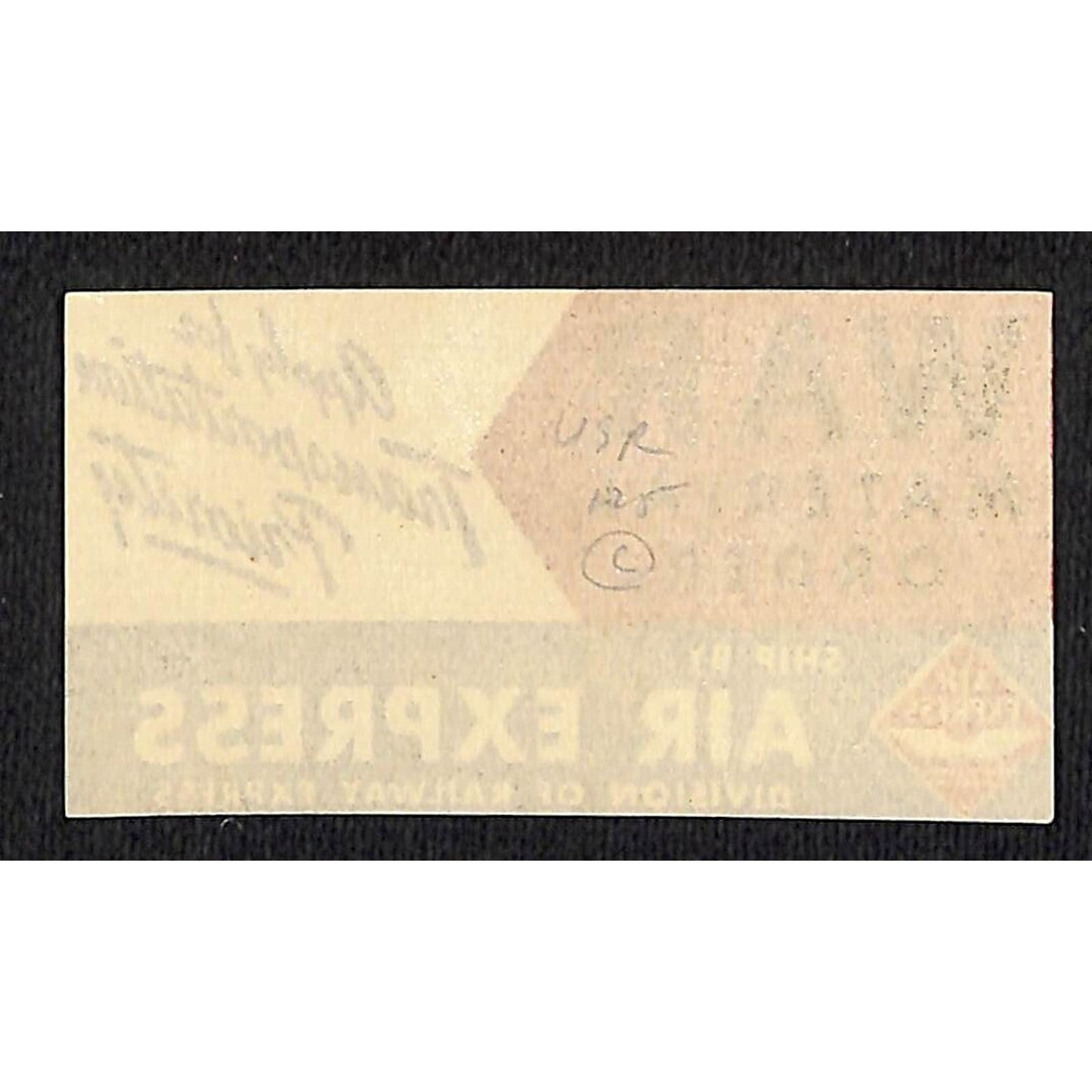 Railway Express Agency "War Material Order" Air Express Gum Cargo Label VGC