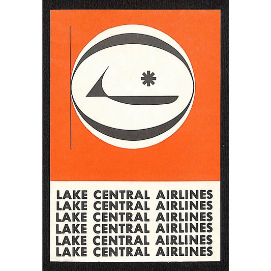 Lake Central Airlines (1950-68) (No Gum) Label 3" x 4 1/2" VGC