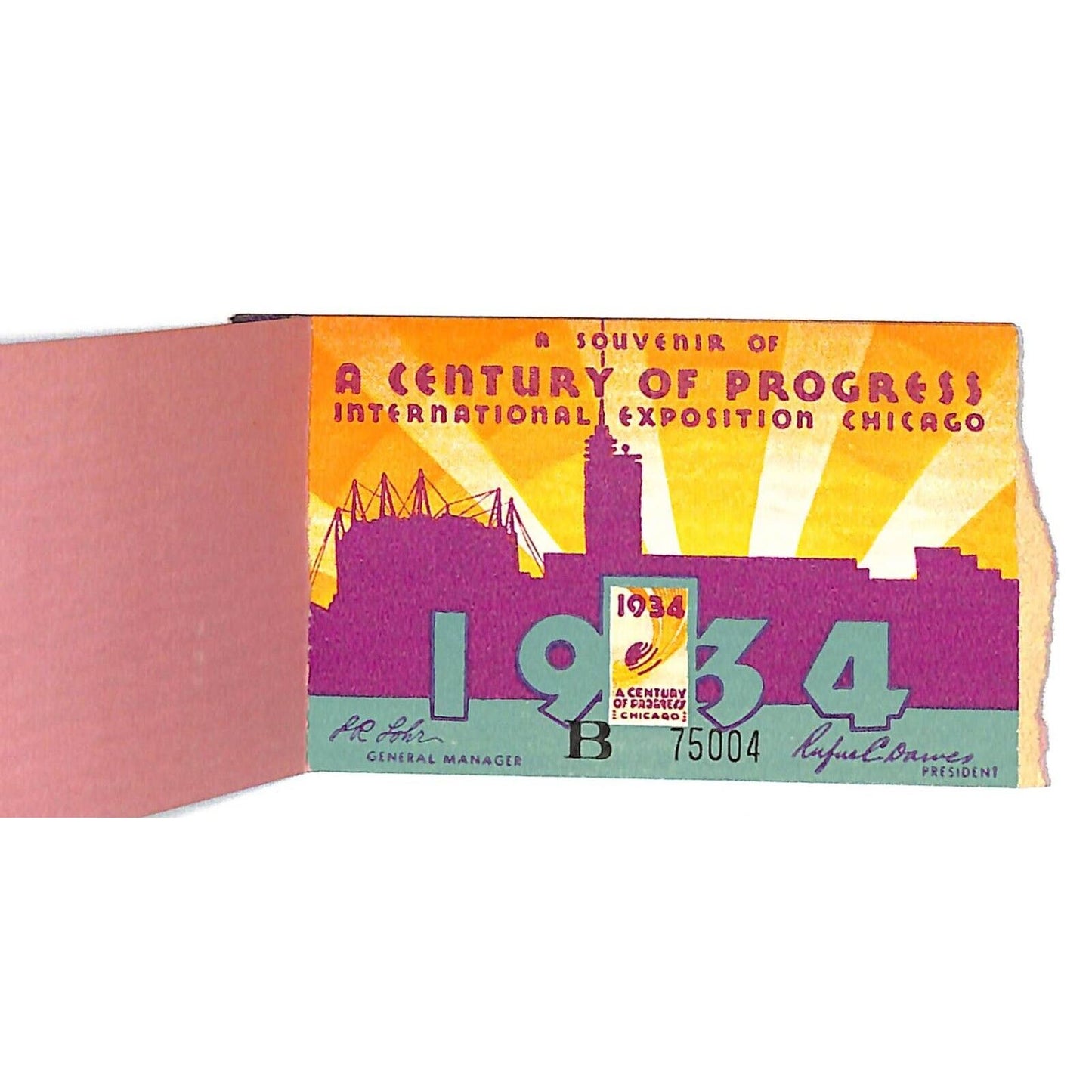 1934 Chicago World's Fair Souvenir Ticket Booklet w/ 5 Stubs