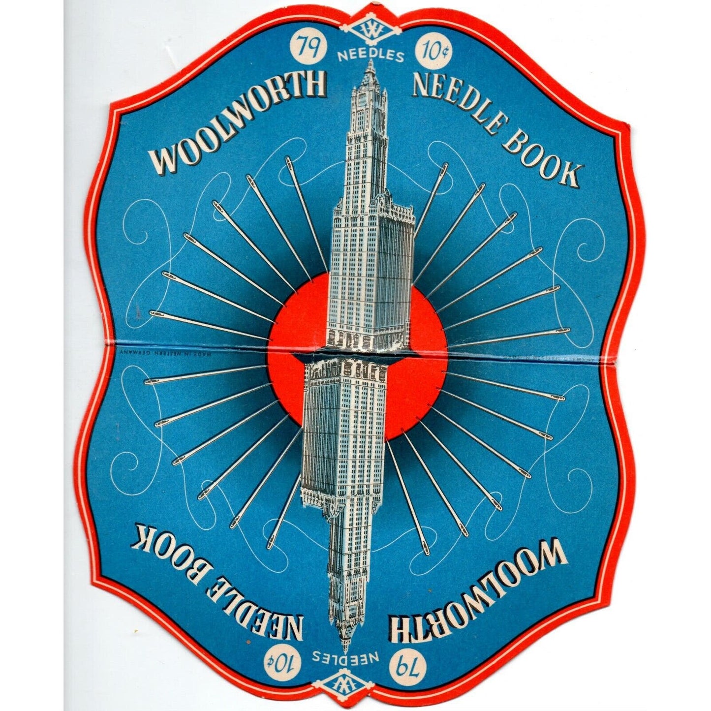 c1920's-30's Vintage Advertising Sewing Needle Book - "Woolworth Building"