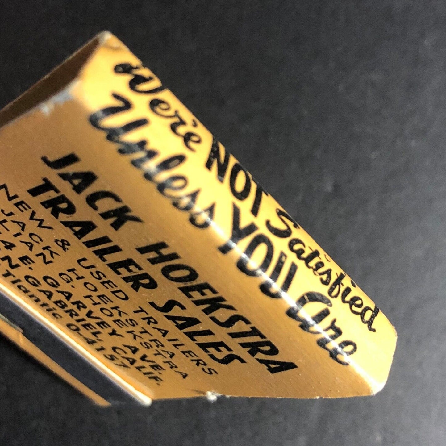 Jack Hoekstra Trailer Sales So. San Gabriel, Matchbook c1940's-50's 20-Strike