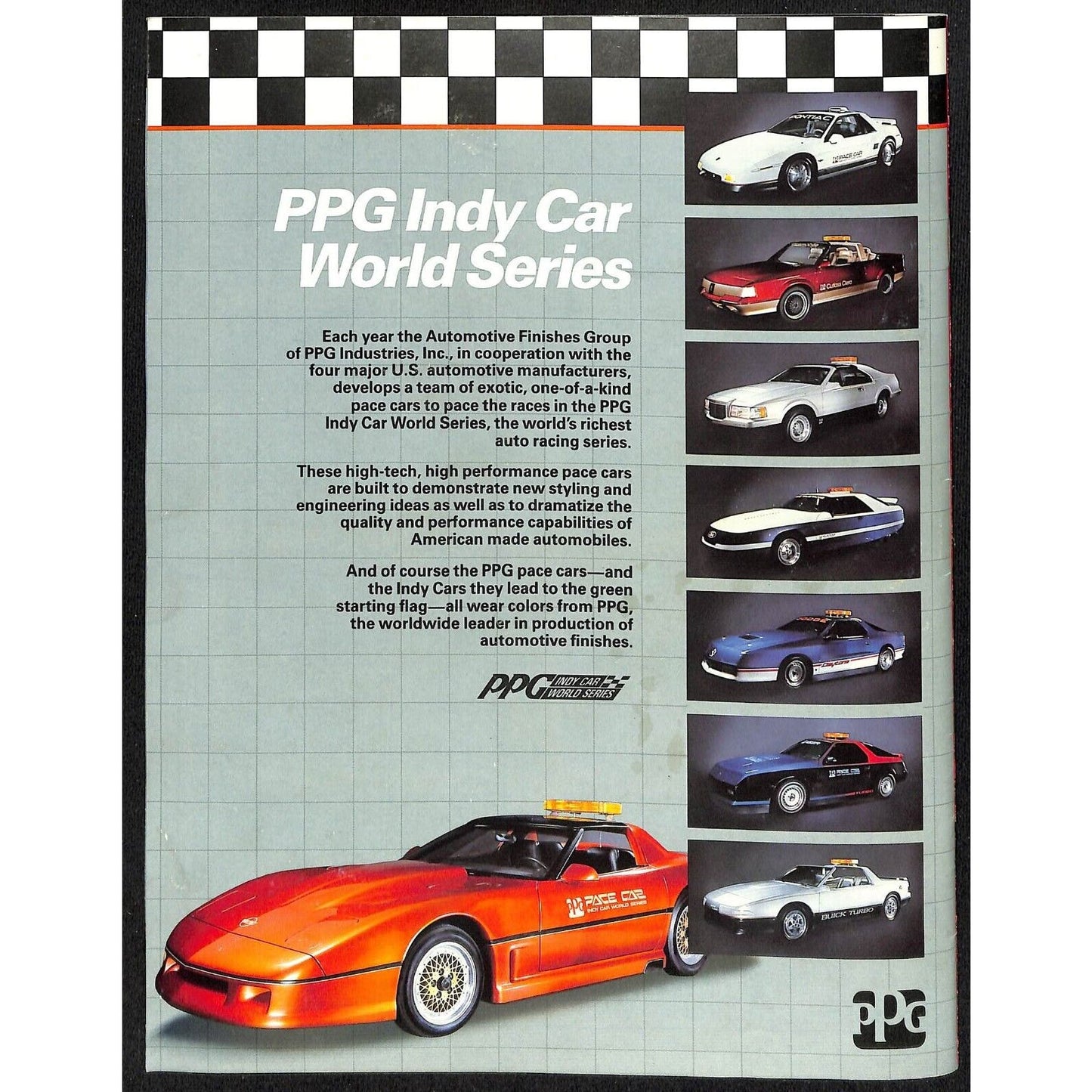 1986 Indy 500 PPG CDA Championship Drivers Assoc. Calendar w/ Drivers Cars