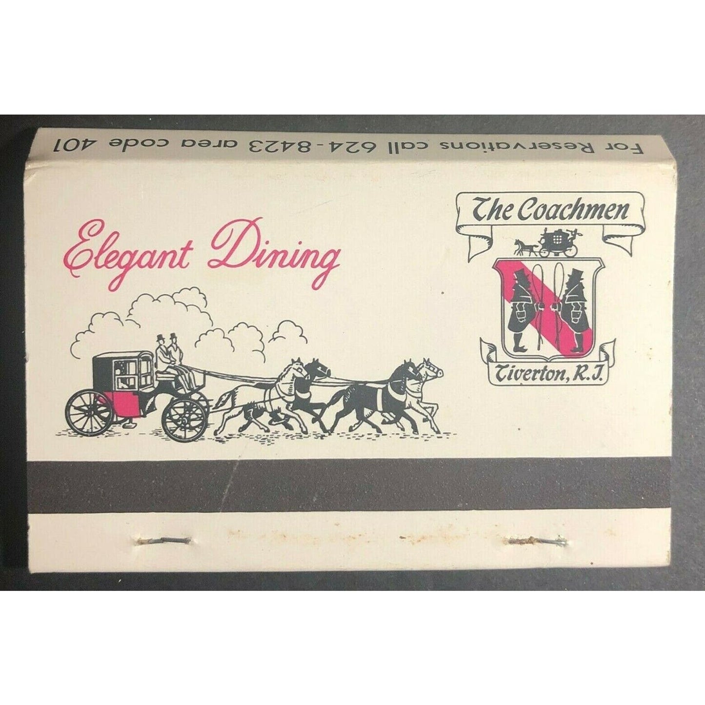 Scarce 70-80's Full Matchbook "The Coachmen" Tiverton, RI FEATURE