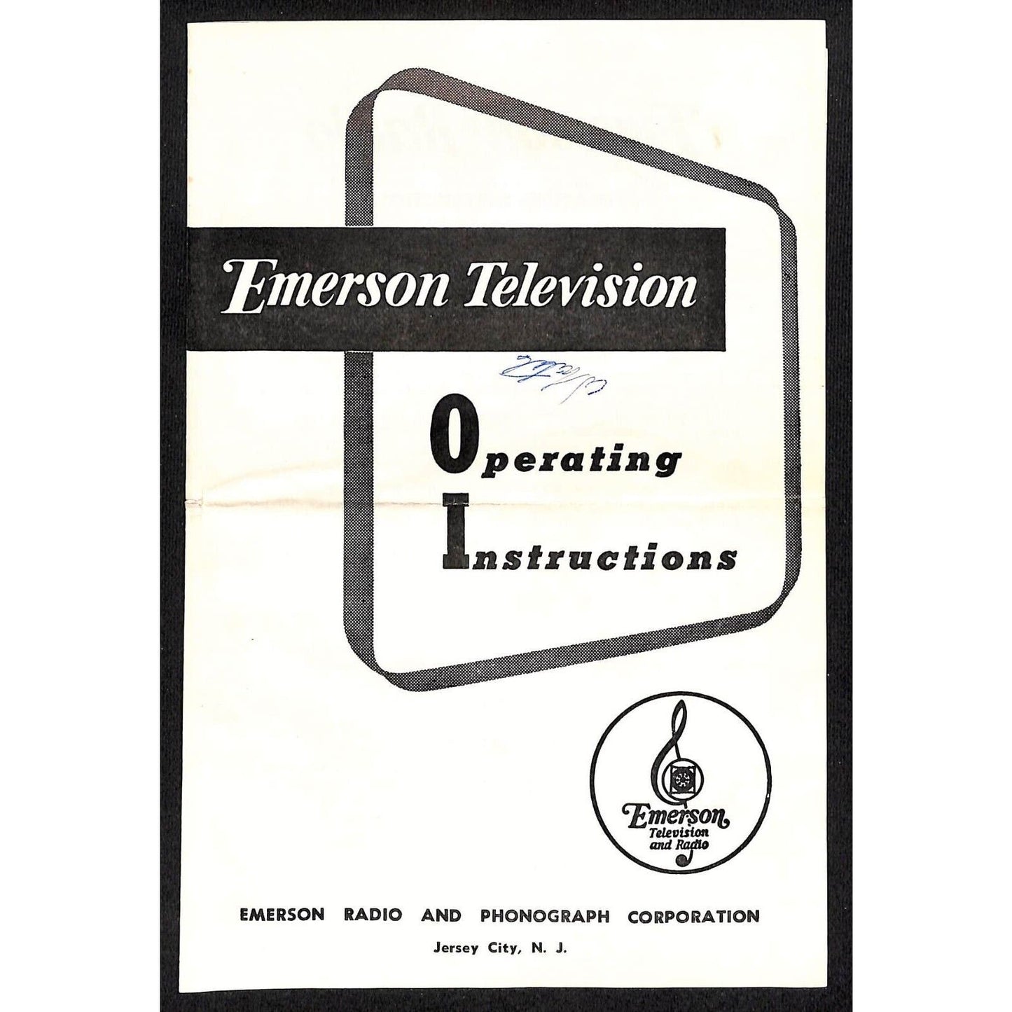 Emerson Television Operating Instruction Manual / Pamphlet c1950's? 7pp + Env.