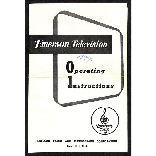 Emerson Television Operating Instruction Manual / Pamphlet c1950's? 7pp + Env.