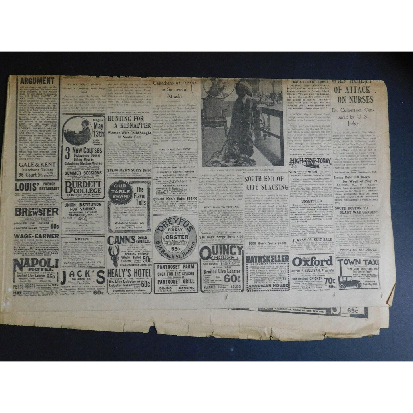 WWI Era Newspaper - The Boston Post - May 10 1918 - 4 pgs.