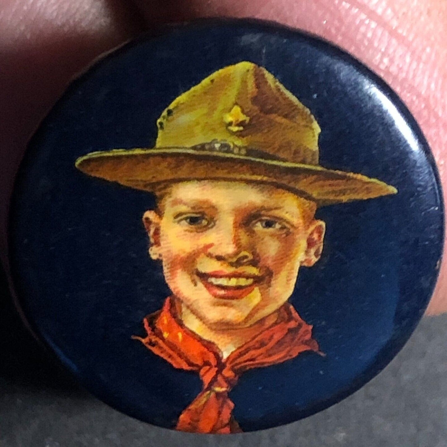 BSA Boy Scout Small Celluloid Steel Pinback Button c1930's-40's