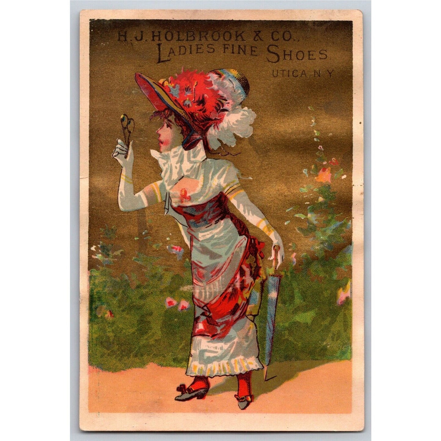 Lackawana Iron and Coal Scranton, PA Victorian Trade Card Woman in Fancy Dress