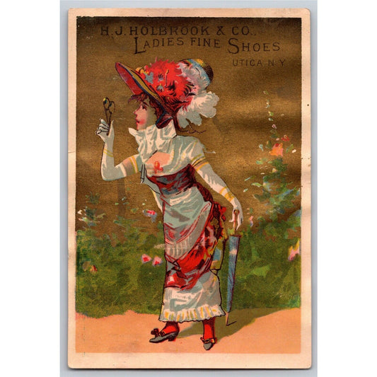 Lackawana Iron and Coal Scranton, PA Victorian Trade Card Woman in Fancy Dress