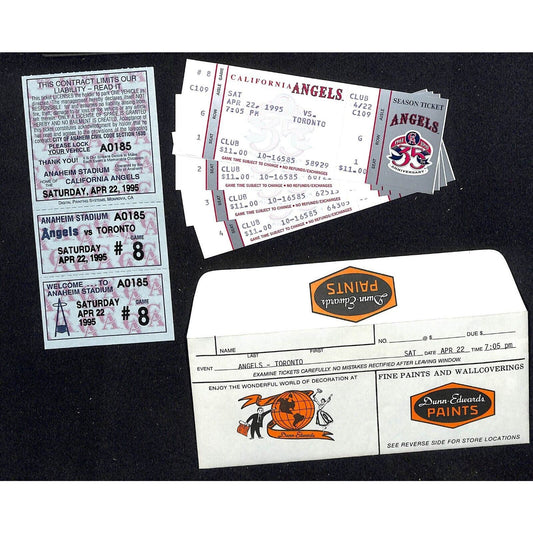California Angels Tickets - 4 Unused 4/22/95 Strike - Game Not Played