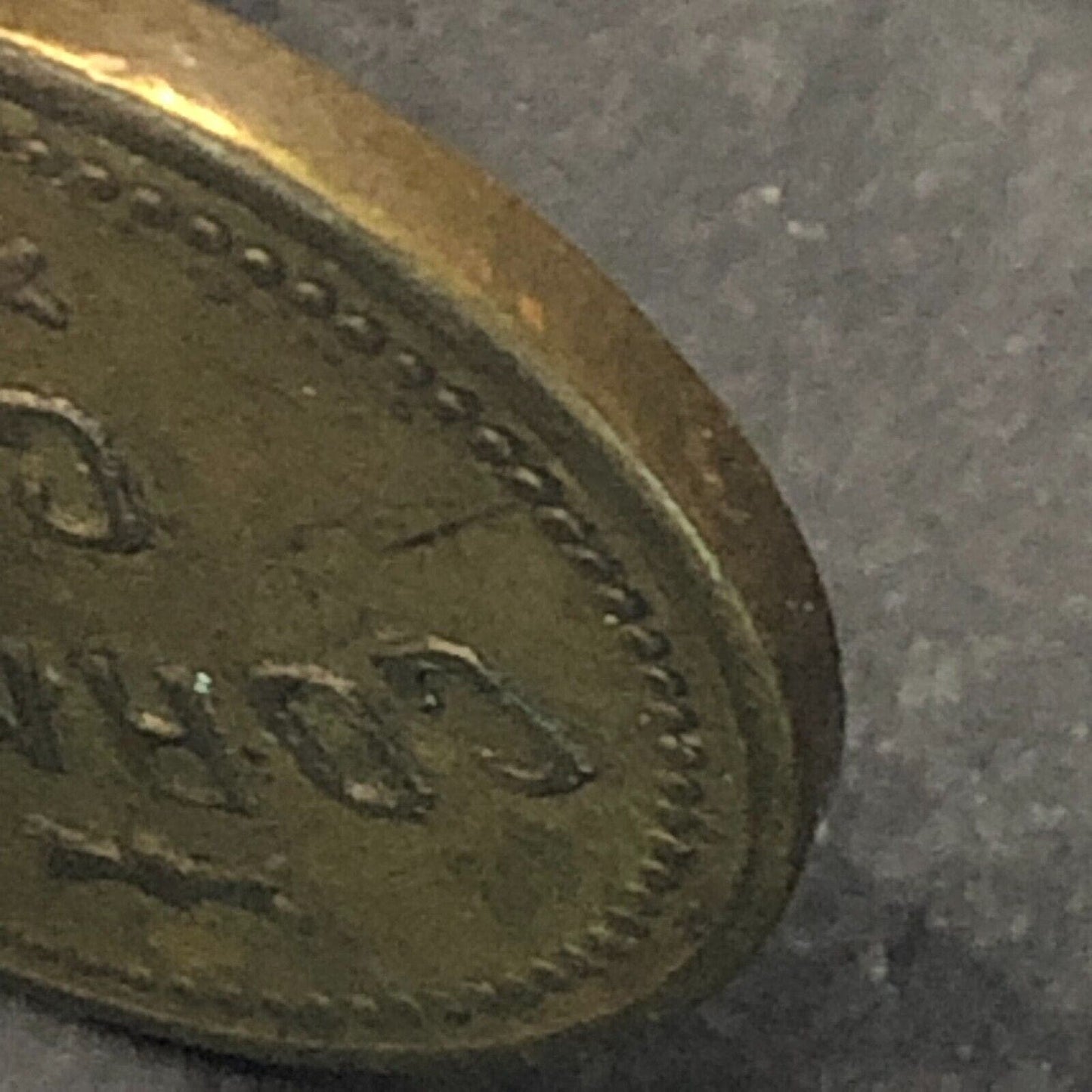 Corner Co. G/F 5¢ Trade Token Brass 21mm Scarce Unknown