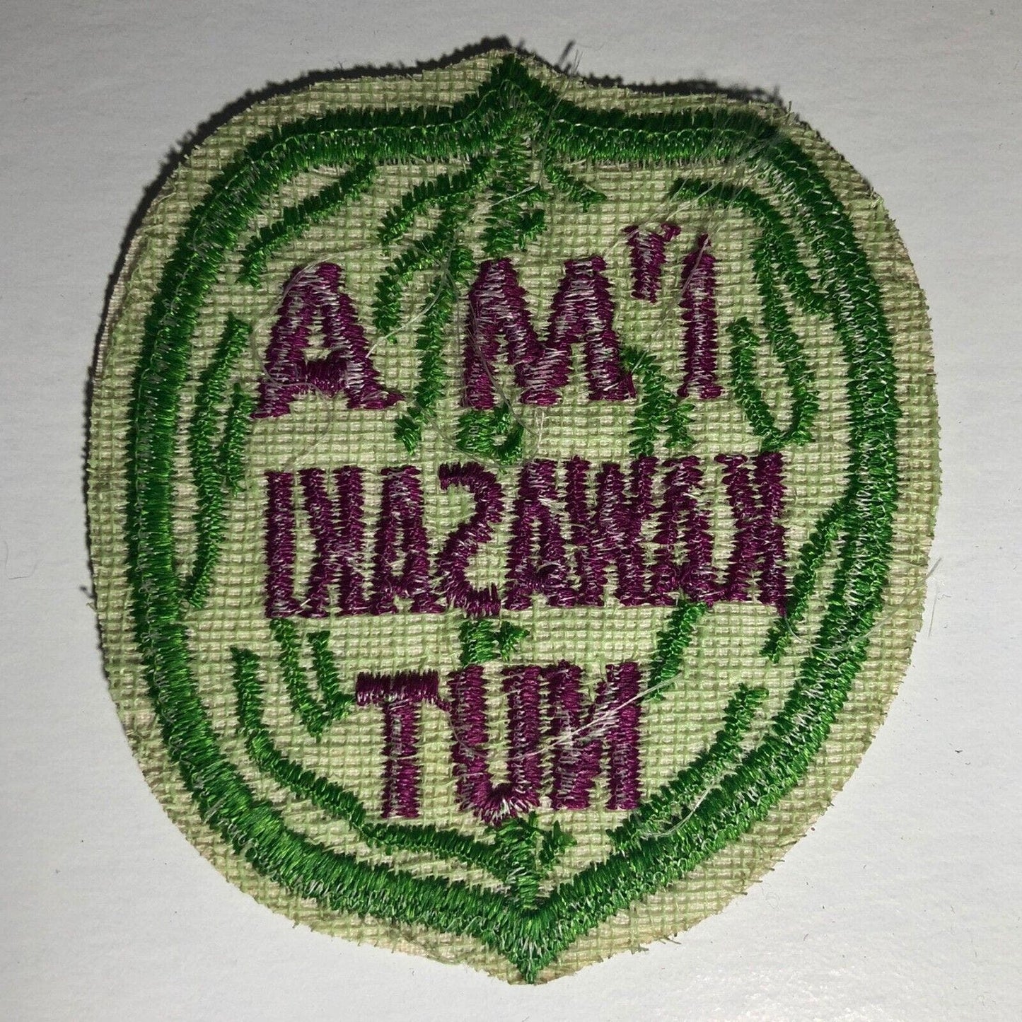 "I'm A Kawasaki Nut" Vintage Embroidered Patch VGC c1970's Funny Scarce