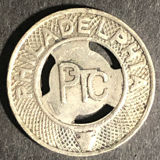 c1940's Brass Good For One Fare Transit Token Philadelphia PTC 16mm (1854)