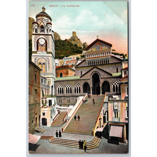 Italian Postcard Amalfi "The Cathedral" w/ Steps 1901-1907 NP VGC