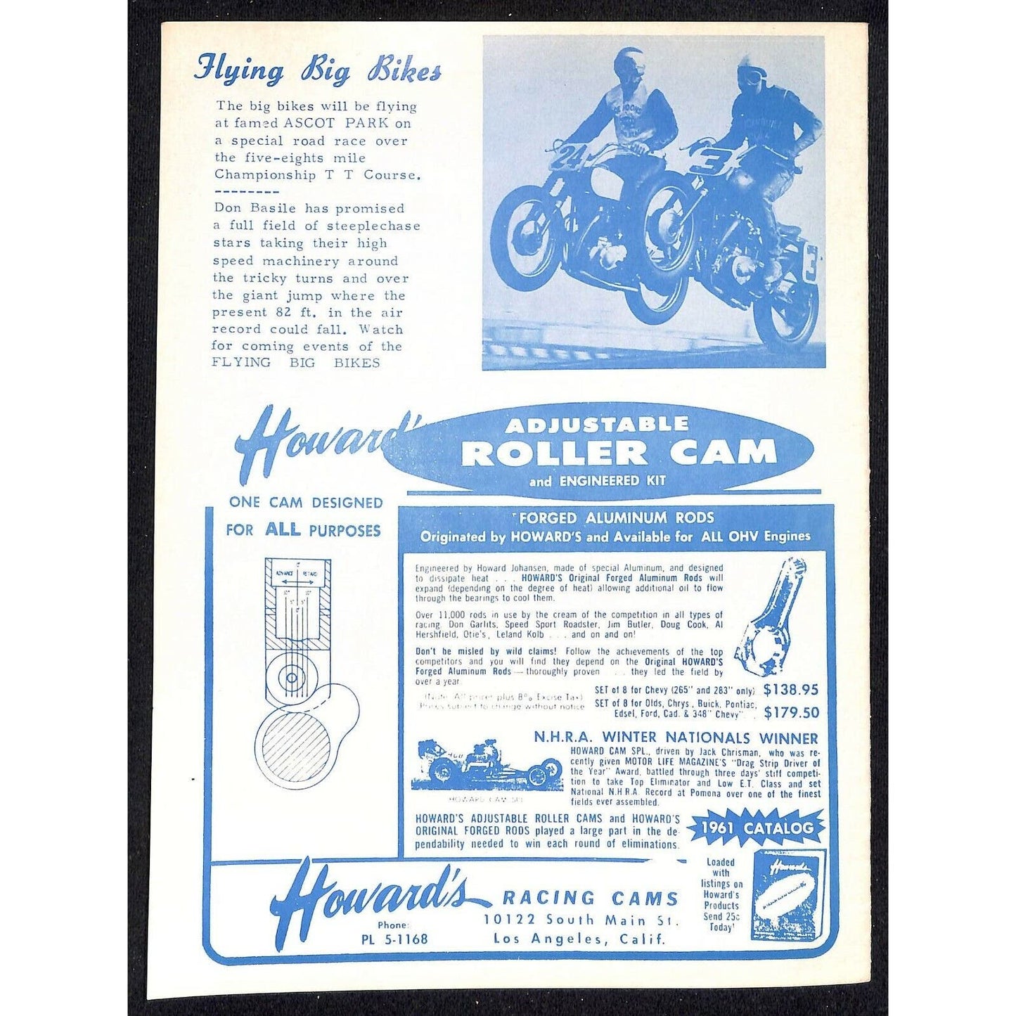 Scarce May 30 1961 Auto Racing CRA Big Car Program Ascot Gardena, CA 12pp