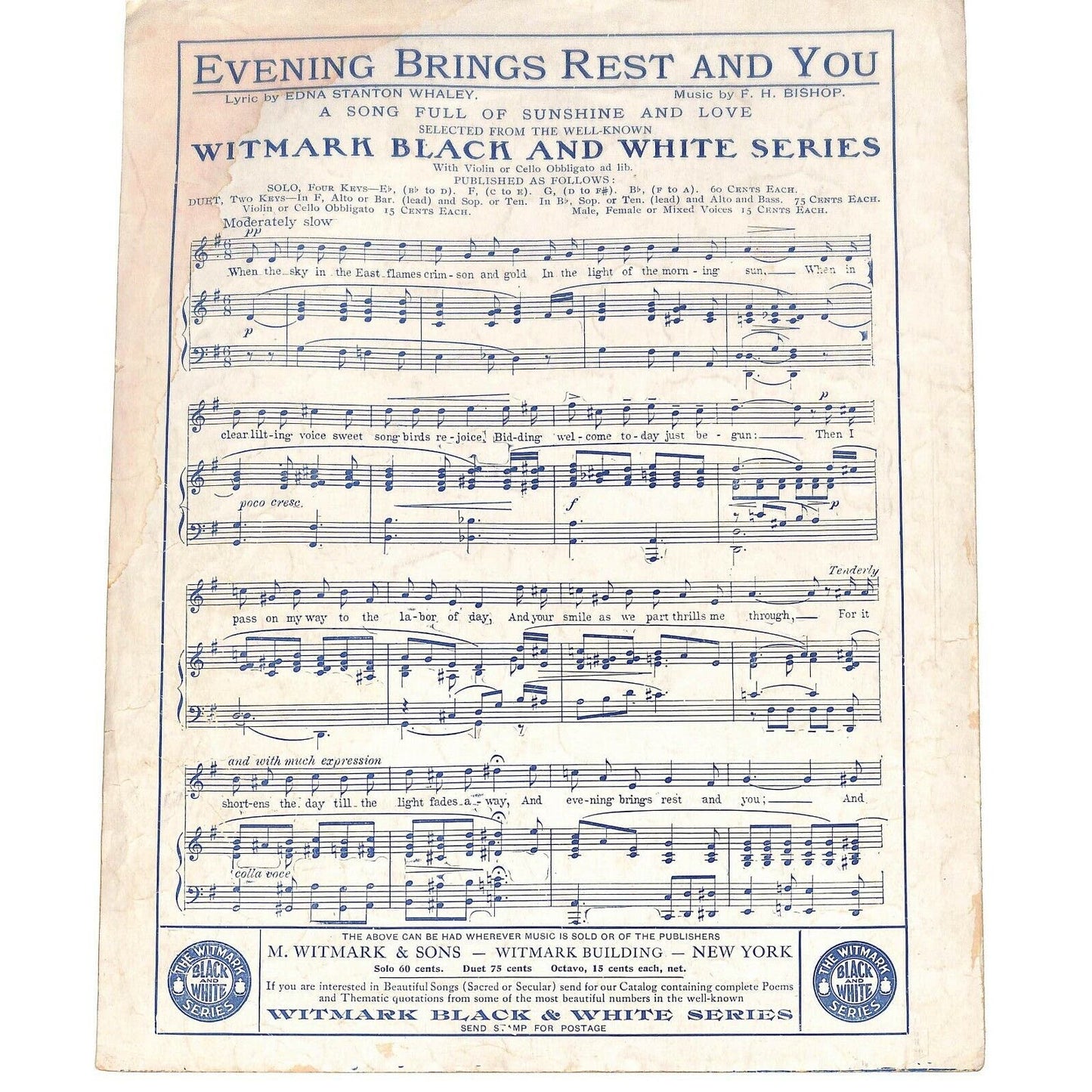 Vintage WWI Era 1918 Sheet Music He's Got Those Big Blue Eyes Like You Daddy