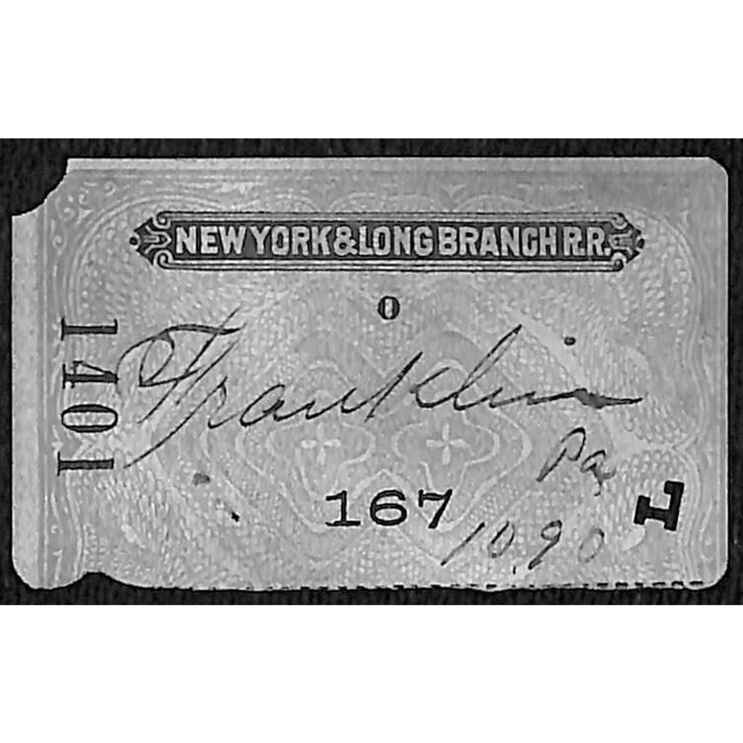 New York & Long Branch Railroad 1896 Write-In Franklin, PA #1401