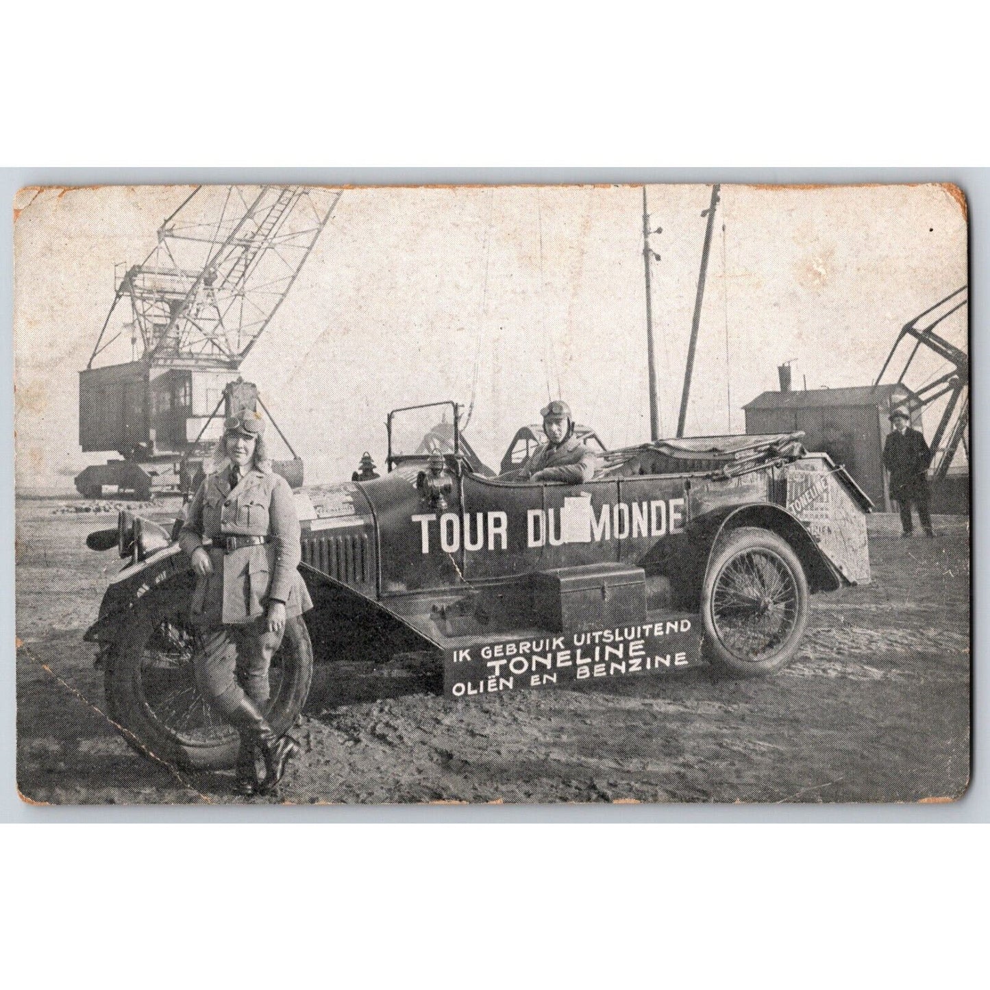 Auto Racing Postcard c1910 "Tour du Monde / Olien en Benzine" Scarce