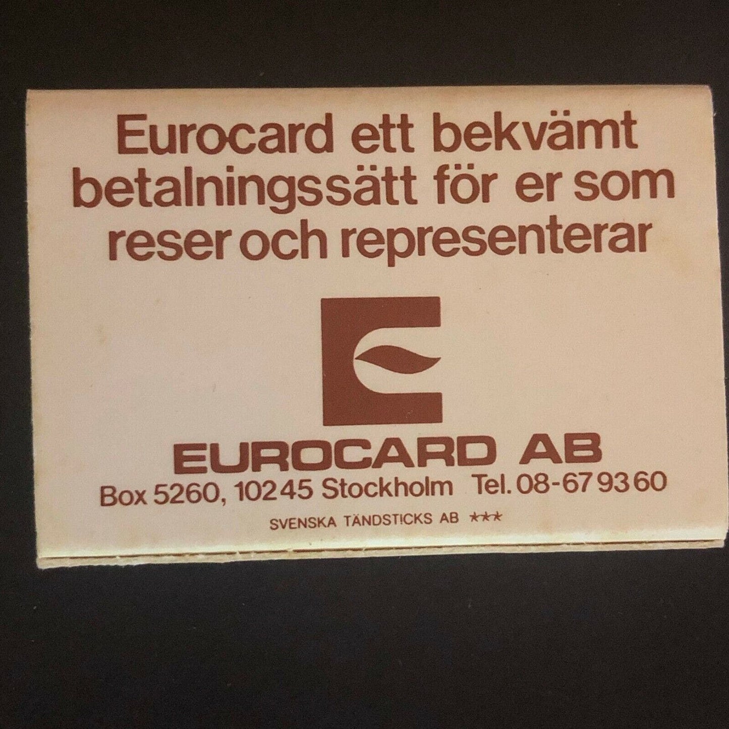 c1980's Wooden Matchbox Matchbook "Den Gyldene Freden" Stockholm