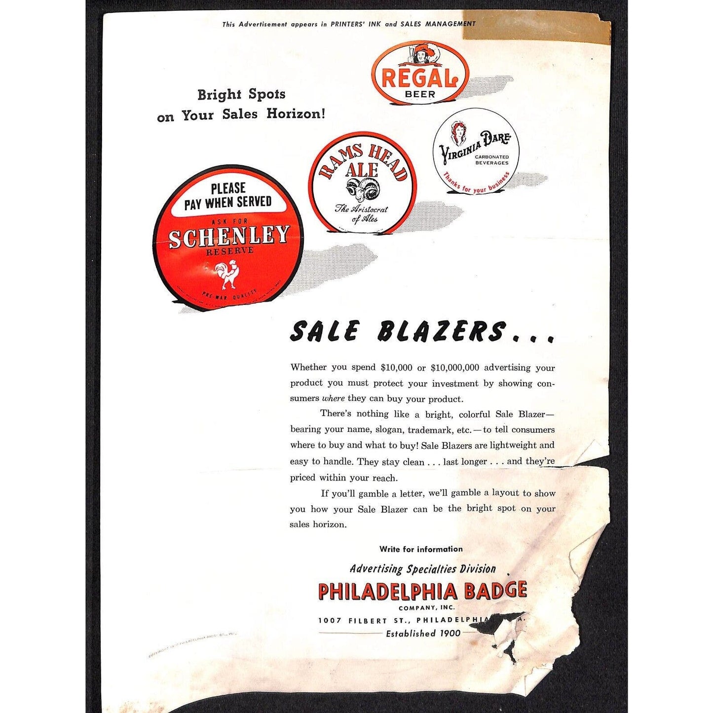 Group of 6 c1945-55 Philadelphia Badge Flyer Letterhead Client List Paper