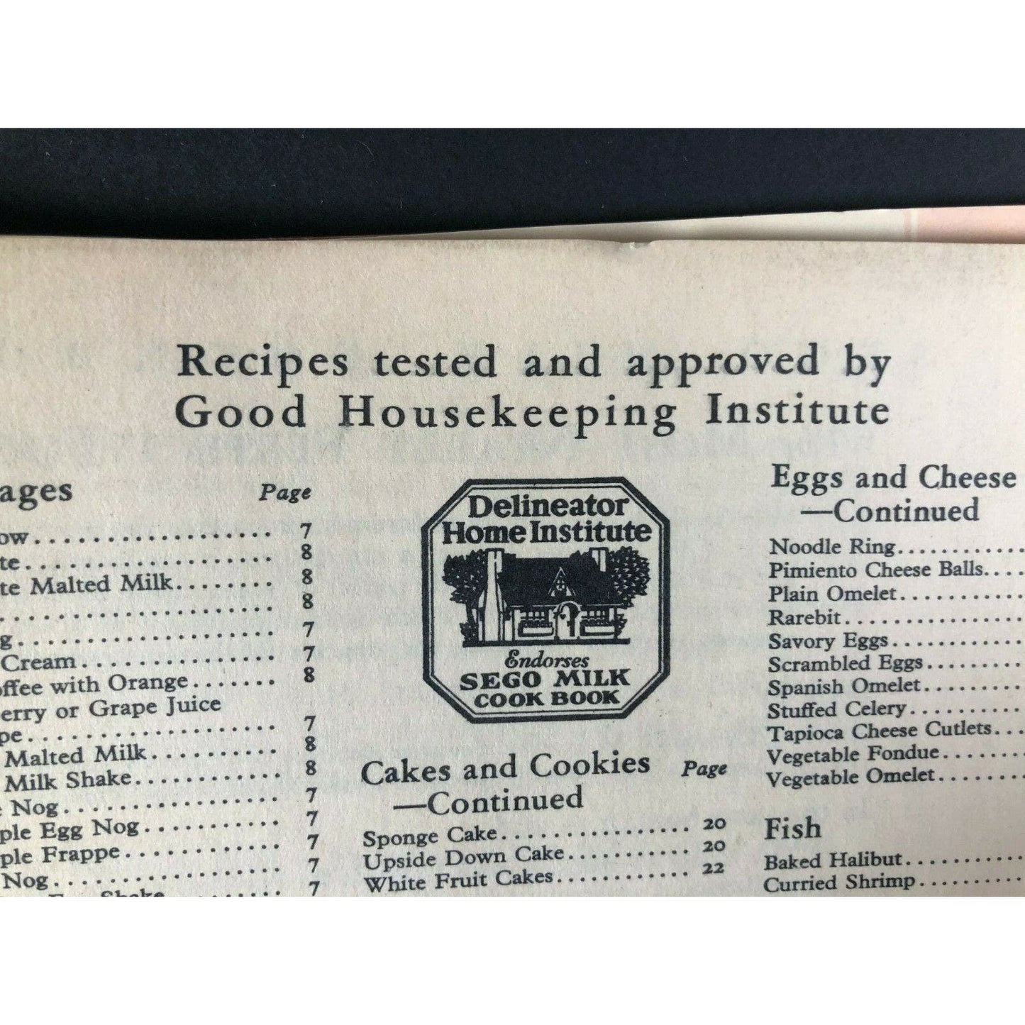 1950's Recipes Book Desserts Beverages Breads Cakes Candies Sego Milk