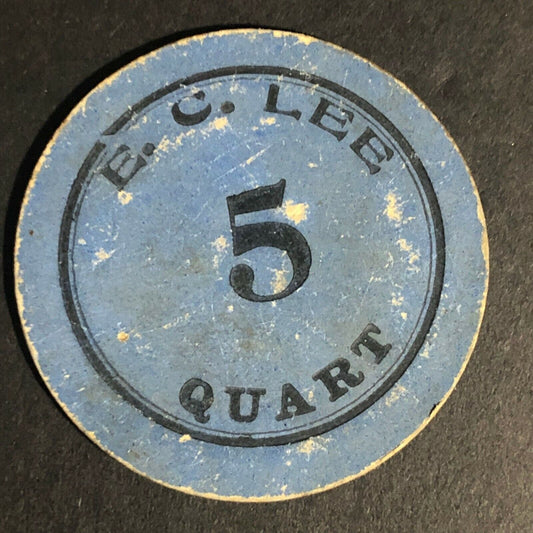 E.C. Lee (Farms) Evergreen, AL 5 Quart (Strawberries?) Fiber Token 39mm c20's-30