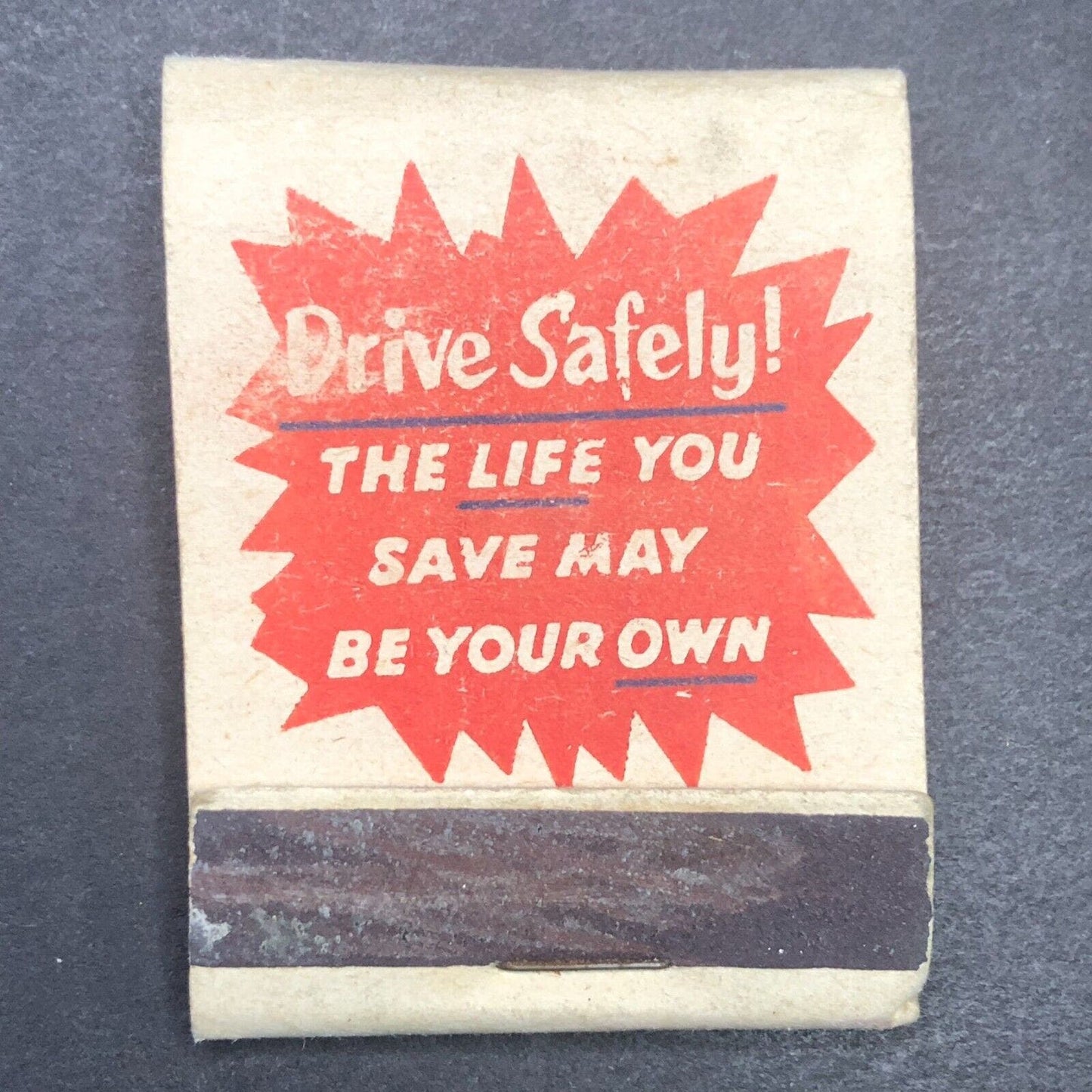 Drive Safely! PSA Joy Vending Half Full (-8) Matchbook c1940's-50's Scarce