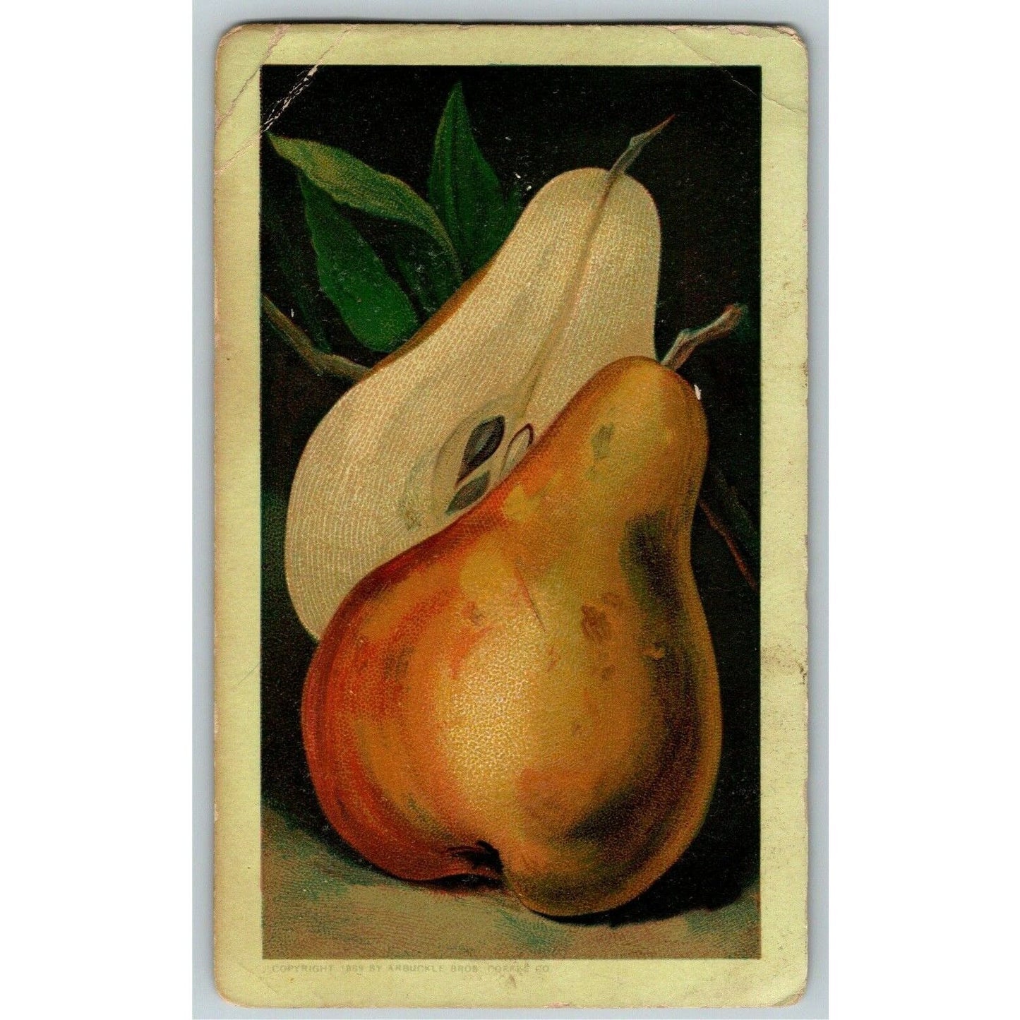Victorian Trade Card - Arbuckle's Ariosa Coffee - Pear Halves w/ Cooking Notes