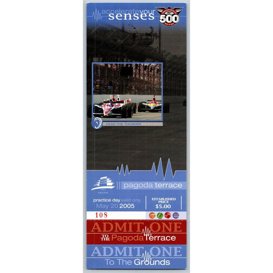 2005 Indy 500 Practice Day Pagoda Terrace Unused Ticket IMS #108