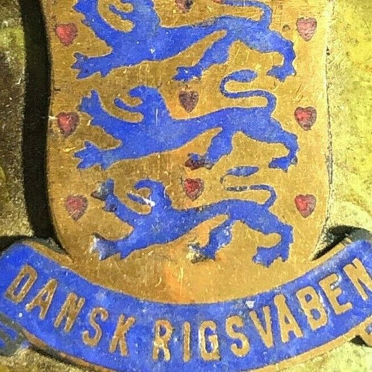 c1960's-70's Brass Colored Matchbox w/ Affixed Dansk Rigsvaben Enameled? Emblem