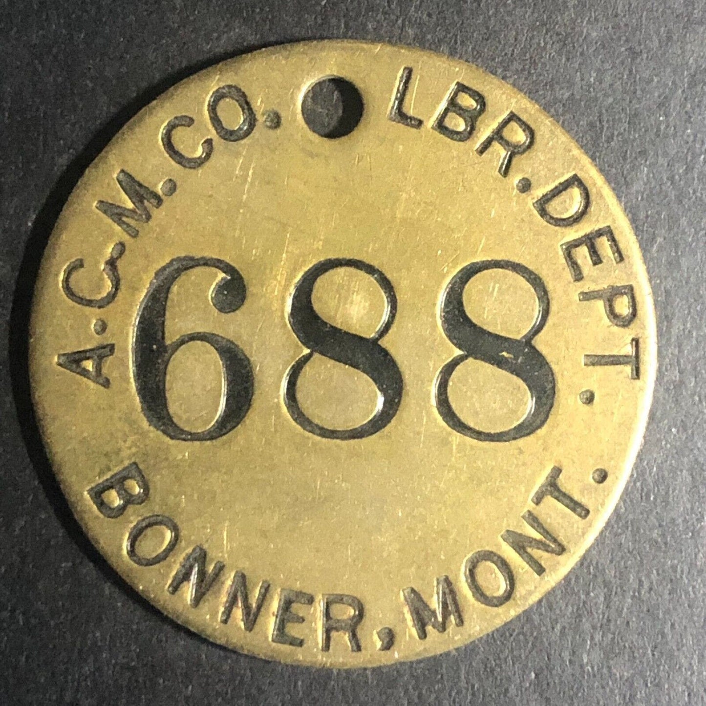 Anaconda Copper Mining Co. Bonner, MONT MT Brass Tool Check Tag #688 Scarce